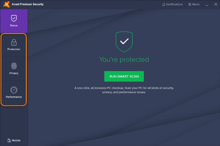 Avast Antivirus Interface