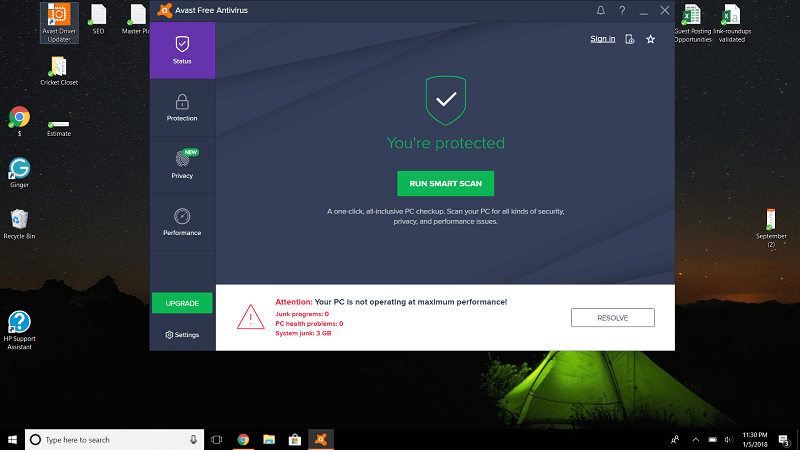 Avast Interface