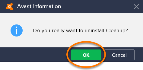 select ok to continue uninstallation