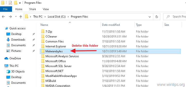 select all malwarebytes files to delete