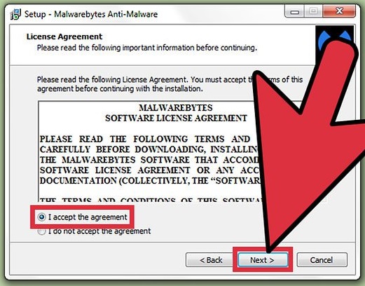 accept license for malware setup